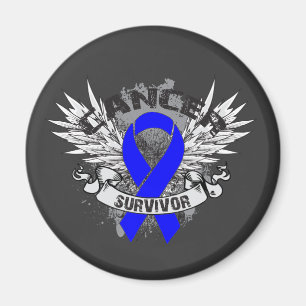 Grunge Winged Ribbon Colon Cancer Survivor Magnet