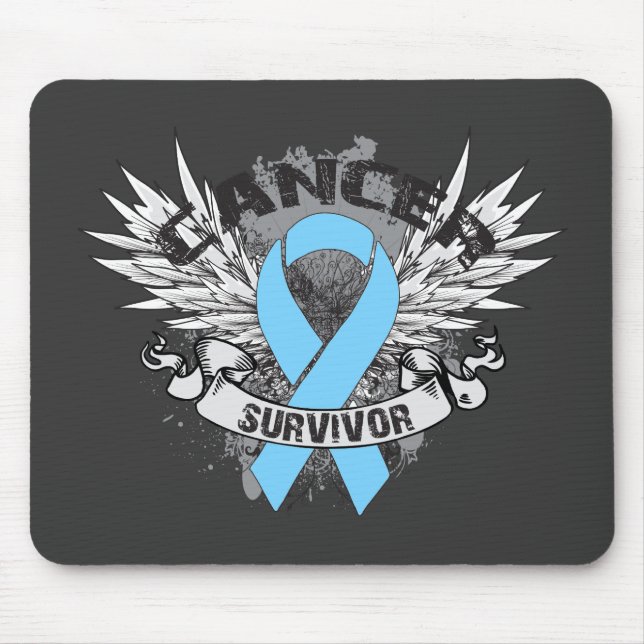 Grunge Winged Ribbon Prostatakrebsüberlebung Mousepad (Vorne)