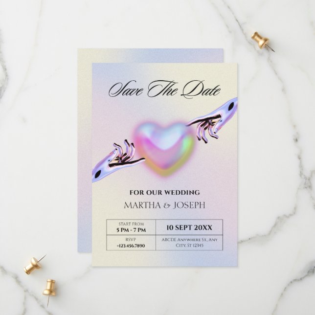 Grunge y2k Hochzeit Save The Date (Vorderseite/Rückseite Beispiel)