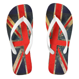 Grunged heraus Gewerkschafts-Jack-BRITISCHE Flagge Flip Flops