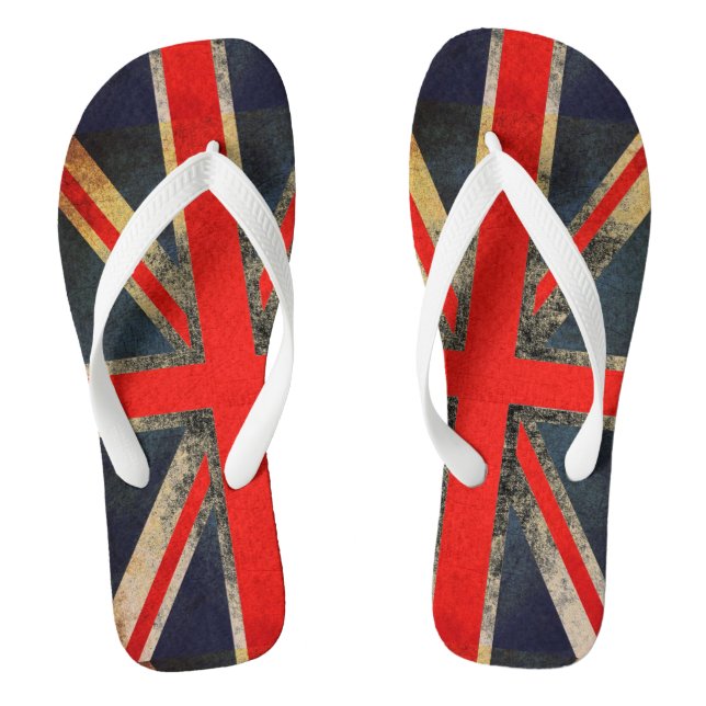 Grunged heraus Gewerkschafts-Jack-BRITISCHE Flagge Flip Flops (Fußbett)