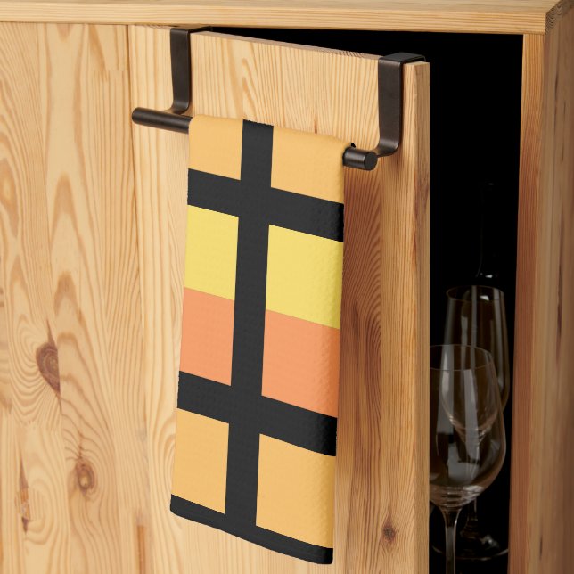 Grüngelbe Minimalquadrate Geschirrtuch (Drittel gefaltet)