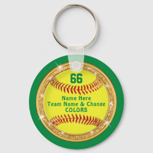 Grüngelbe Personalisierte Softball-Team-Geschenkid Schlüsselanhänger