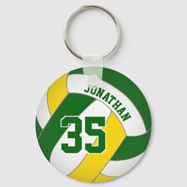 grüngelbe Volleyballnummer Schlüsselanhänger (Vorderseite)