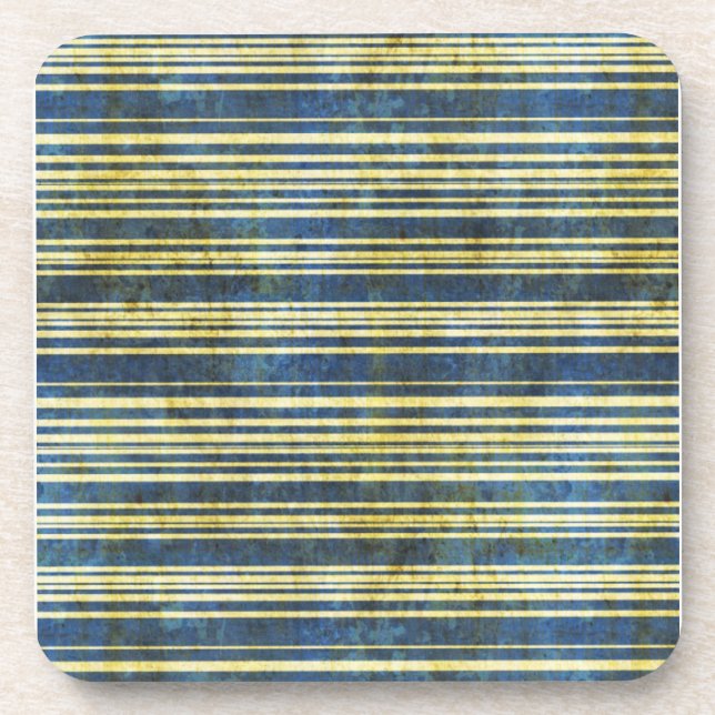 Grungelblau und gelb Streifen Getränkeuntersetzer (Vorderseite)
