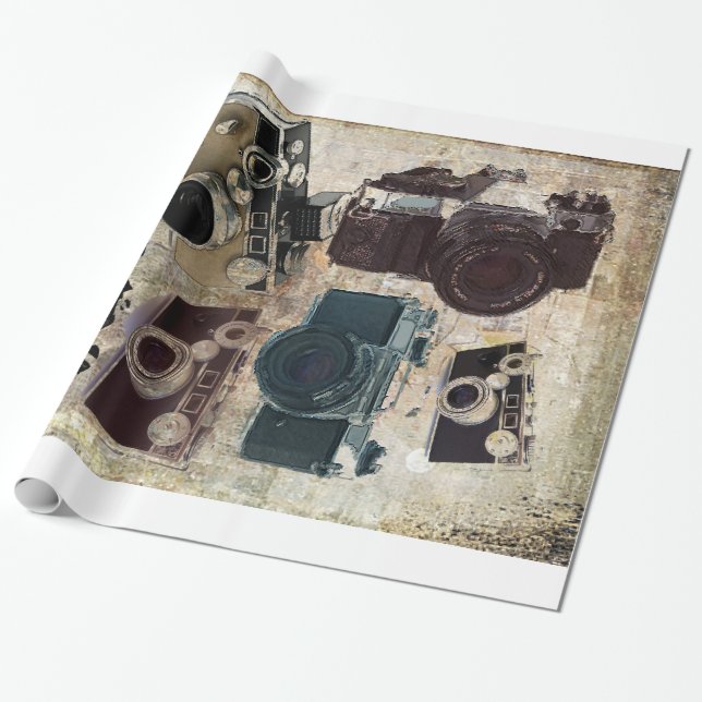 Grungephotograph-Fotografie Vintage Kamera Geschenkpapier (Ungerollt)