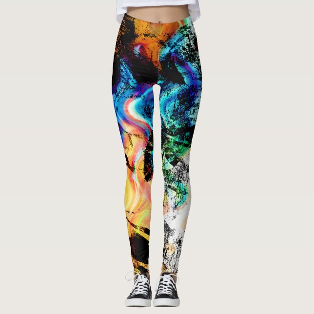 Grungey Farben-Spritzer-abstraktes Muster Leggings (Vorderseite)