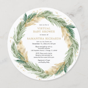 Grüngold Virtual Baby Dusche Winter Einladung