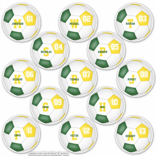 Grüngoldfußball 13 personalisiert aufkleber (Vorderseite)