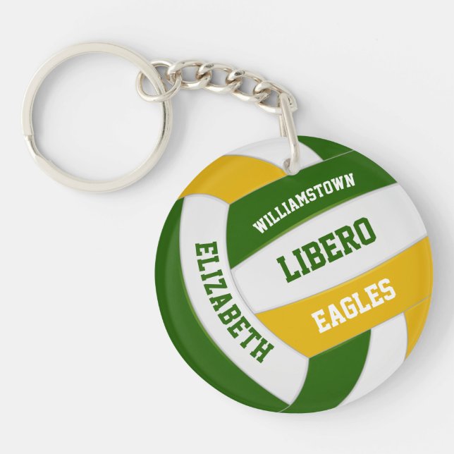 Grüngoldmannschaft - personalisierte Volleyball Schlüsselanhänger (Vorderseite)