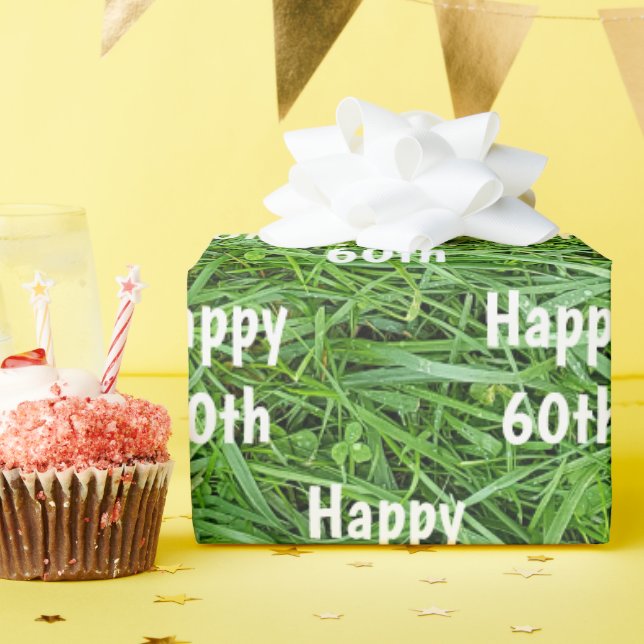 Grüngras 60. Geburtstagsgras Geschenkpapier (Geburtstagsparty)