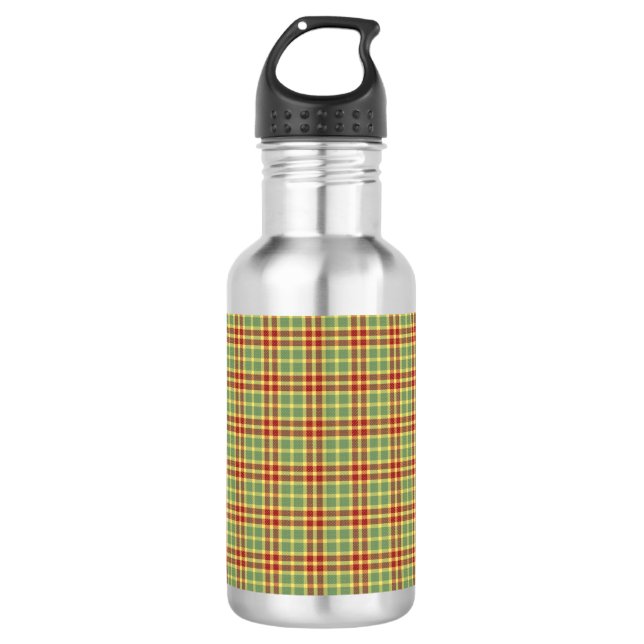 Grüngras Kariert anpassbar Edelstahlflasche (Vorderseite)
