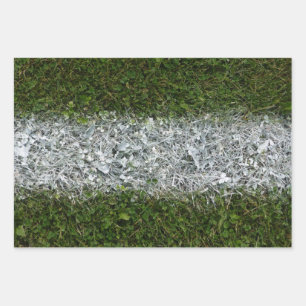 Grüngras und weißes, farbiges Sportfeld  Geschenkpapier Set