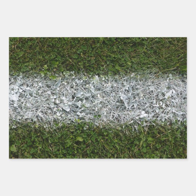 Grüngras und weißes, farbiges Sportfeld  Geschenkpapier Set (Vorderseite)