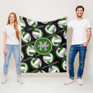 Grüngraue I-Liebe Volleyball-Textgestaltung Sporta Fleecedecke