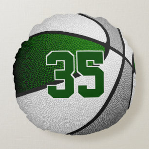 Grüngraue Mannschaftsfarben im Basketballraum Rundes Kissen