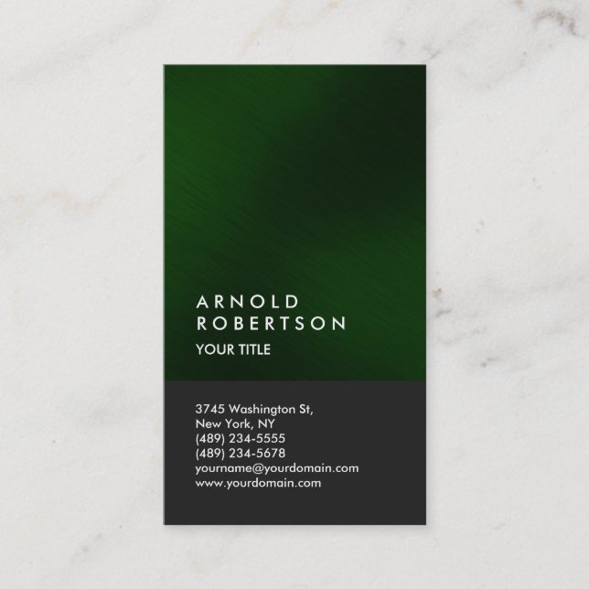 Grüngraue moderne Berufliche Visitenkarte (Vorderseite)