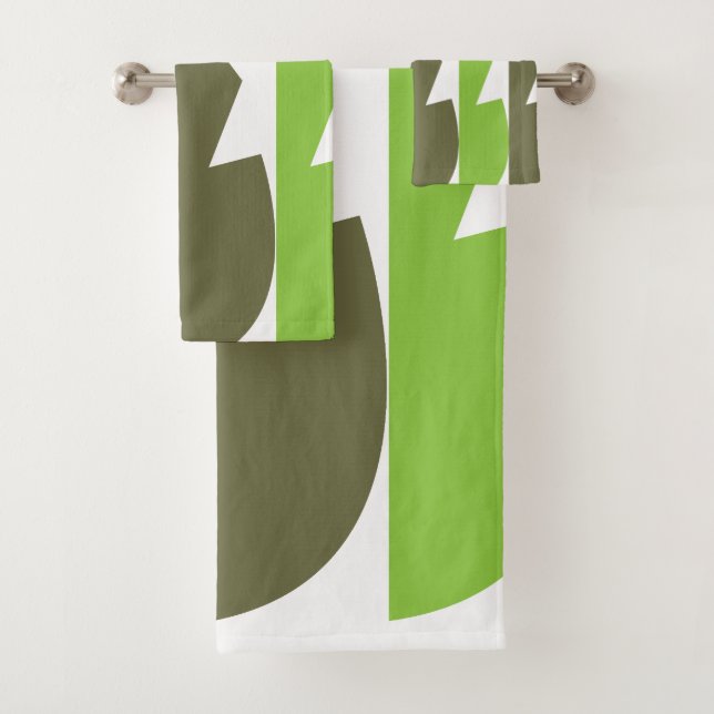 Grüngraues Abstraktes modernes Muster Badhandtuch Set (Insitu)