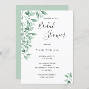 Grüngrünes botanisches Skript-Brautparty Einladung