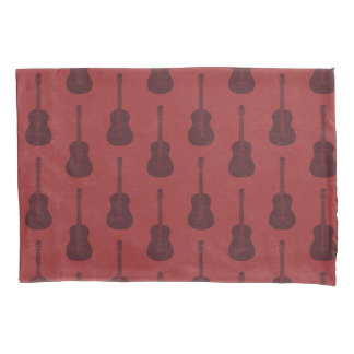 Grungy Akustikgitarre Polka-Punkte tonal rot Kissenbezug