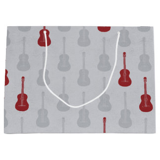 Grungy Akustikgitarre Polkadot weiß rot Große Geschenktüte