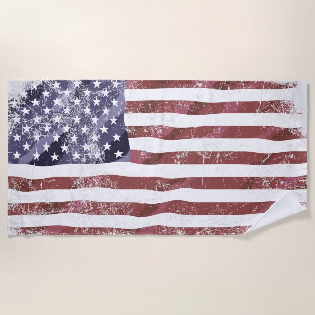 Grungy American Flag Strandtuch (Vorderseite)