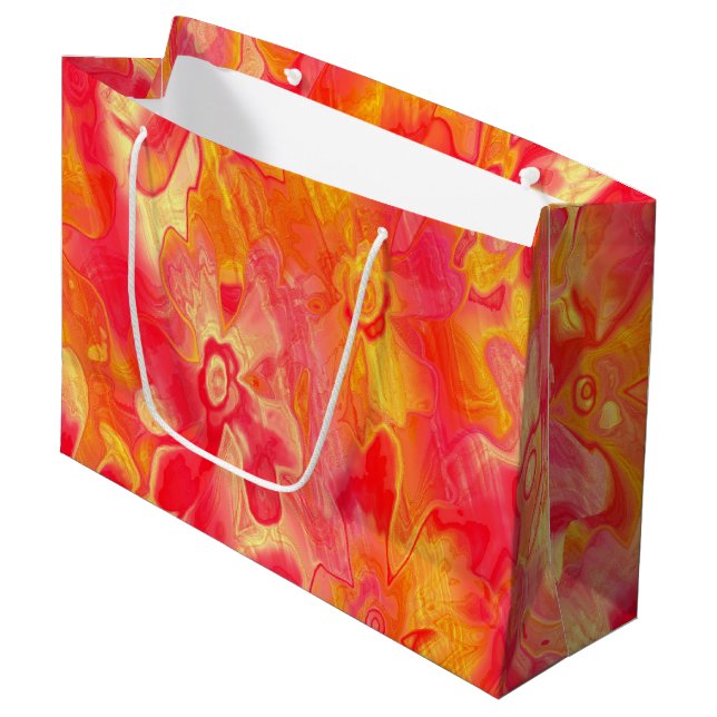 grungy-bemalt-Florals-11- Große Geschenktüte (Vorderseite Schrägansicht)