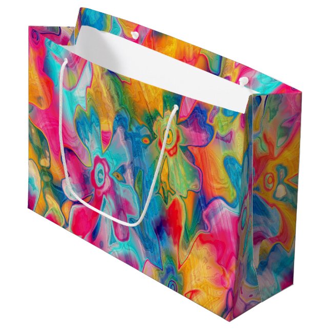 grungy-bemalt-Florals-16- Große Geschenktüte (Vorderseite Schrägansicht)