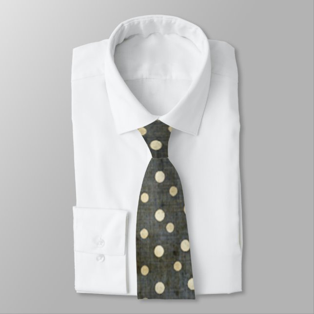 Grungy Black and White Polka Dot Pattern Krawatte (Gebunden)