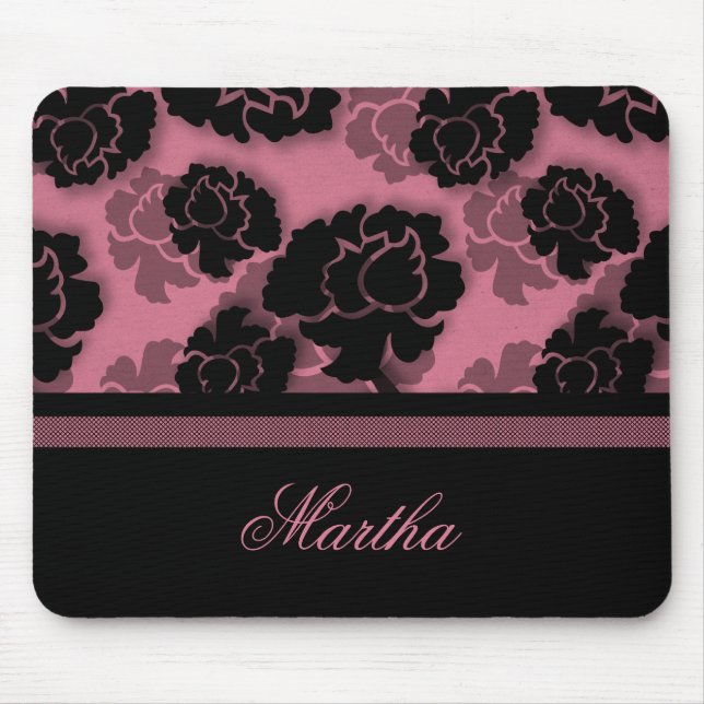 Grungy Bloral Decadence Mousepad, rosa Mousepad (Vorne)