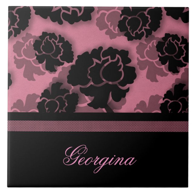 Grungy Blütendekadenz-Tile, rosa Fliese (Vorderseite)