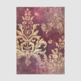 Grungy Burgund und Gold Damastmuster Seidenpapier