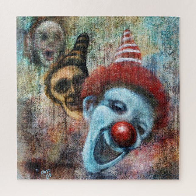Grungy Clown Zombie Parade Gothic Print Creepy Art (Vertikal)