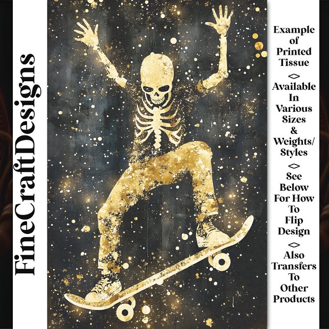 Grungy Cool Skeleton Skateboarding AK2 Decoupage Seidenpapier (Von Creator hochgeladen)