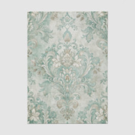 Grungy Damask Pattern in Shades of Teal Green Seidenpapier