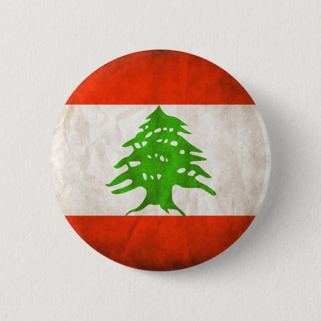 Grungy der Libanon-Flagge Button (Vorderseite)