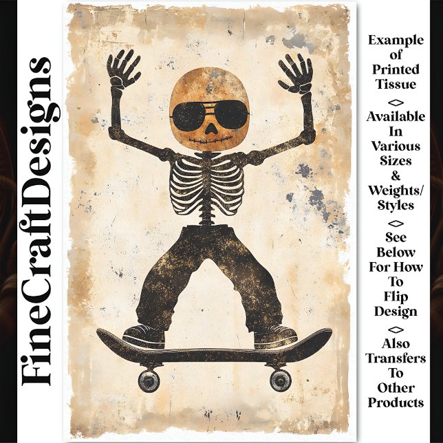 Grungy Edgy Skateboarding Skeleton AJ9 Decoupage Seidenpapier (Von Creator hochgeladen)