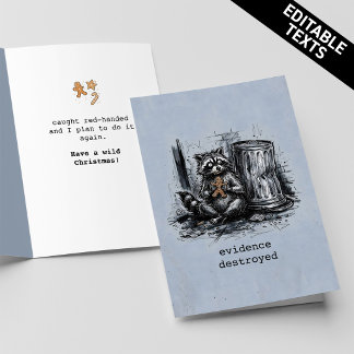 Grungy Feral Raccoon Cookie Heist Custom Christmas Karte