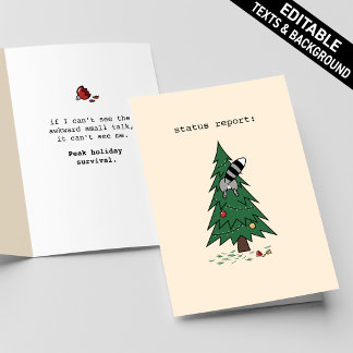 Grungy Feral Raccoon Tree Funny Christmas Custom Karte