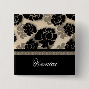 Grungy Floral Decadence Button, Elfenbeinbeige Button