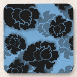 Grungy Floral Decadence Untersetzer Set, blau