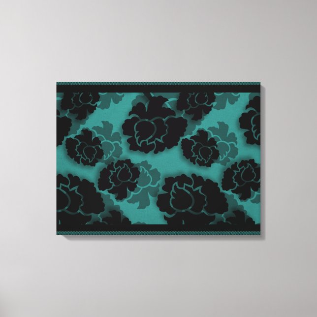Grungy floral Decadence Wrapped Canvas, Aquamarin Leinwanddruck (Vorderseite)