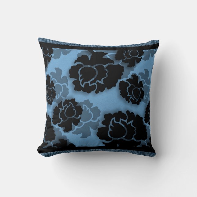 grungy floral dekadence Pillow, blau Kissen (Vorderseite)