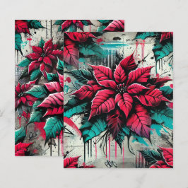 Grungy Florals Poinsettia Graffiti Scrapbook Paper