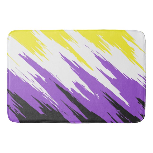 Grungy Funky ZigZag Abstrakte Flag für nichtbinäre Badematte (Vorderseite)