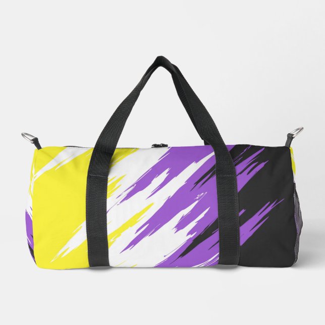 Grungy Funky ZigZag Abstrakte Flag für nichtbinäre Duffle Bag (Vorderseite)