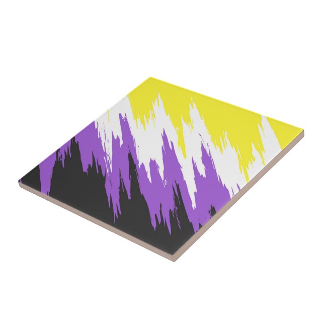 Grungy Funky ZigZag Abstrakte Flag für nichtbinäre Fliese (Seite)
