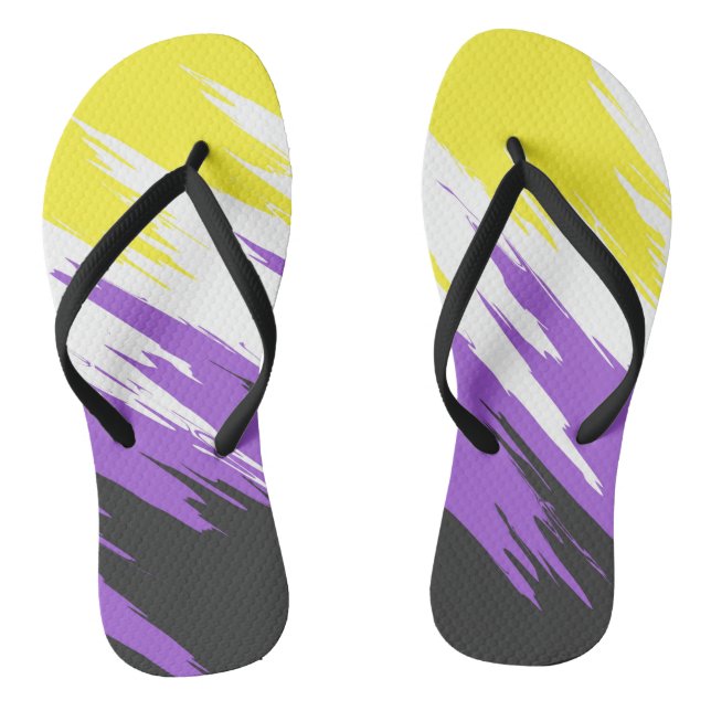Grungy Funky ZigZag Abstrakte Flag für nichtbinäre Flip Flops (Fußbett)