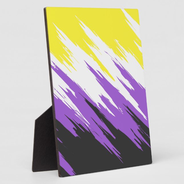 Grungy Funky ZigZag Abstrakte Flag für nichtbinäre Fotoplatte (Seite)
