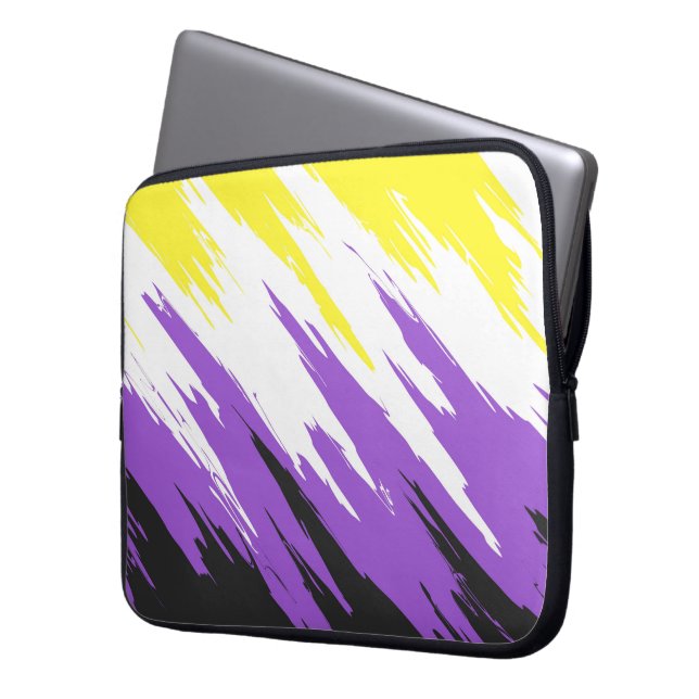Grungy Funky ZigZag Abstrakte Flag für nichtbinäre Laptopschutzhülle (Vorderseite Links)